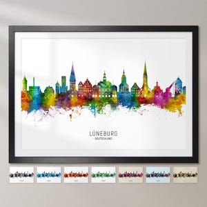 Skyline de Lunebourg, Allemagne, impression d'art peinture paysage urbain Poster CX (27691)