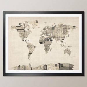 Map of the World Map from Old Postcards, Art Print WM (896)