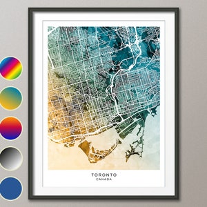Kaart van Toronto, Canada Stadskaart, Aquarel Art Print Poster (31255)