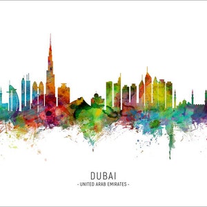 Dubai Skyline United Arab Emirates, Cityscape Painting Art Print Poster CX 6496 image 3