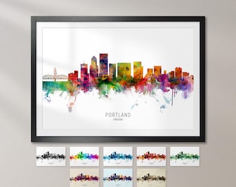 Portland Skyline Oregon, Cityscape Art Print KX (6745)