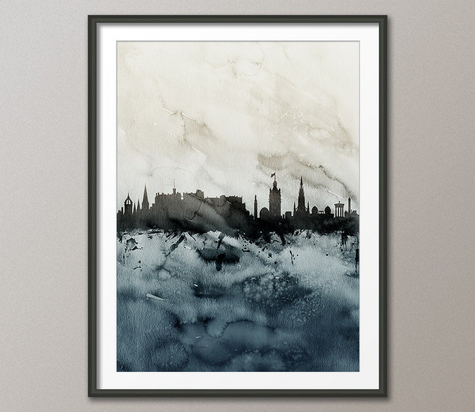Edinburgh Skyline Edinburgh Scotland Cityscape Art Print Etsy