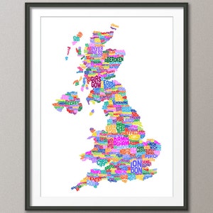 Großbritannien UK Stadt Karte, Kunstdruck (232)
