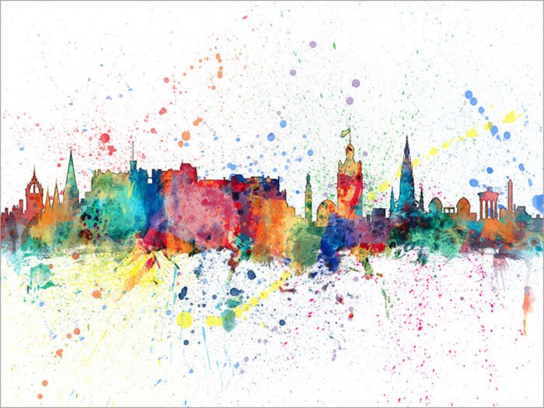 Edinburgh Skyline Edinburgh Scotland Cityscape Art Print Etsy UK