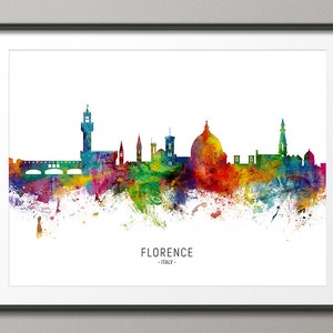 Florence Skyline Italy, Cityscape Painting Art Print Poster CX (6589)