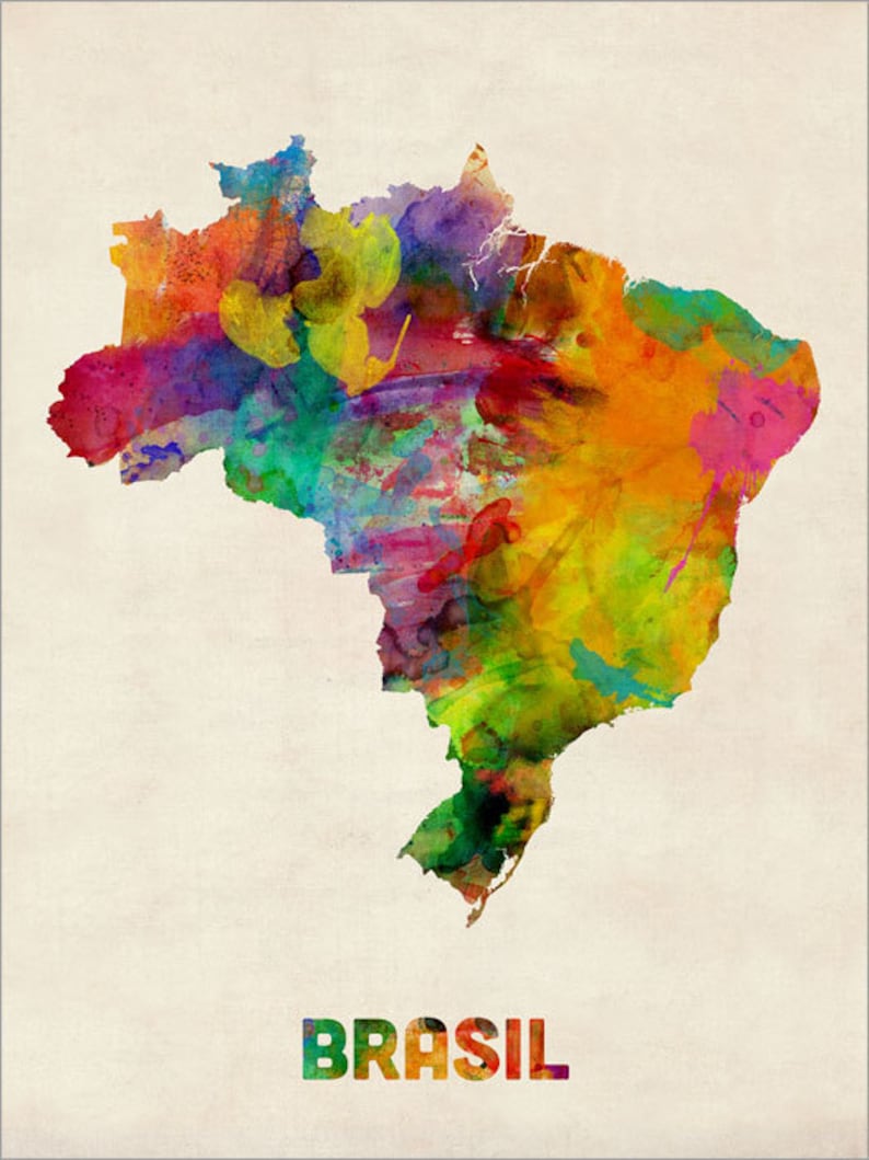 Brazil Watercolor Map Brasil Art Print 493 image 2