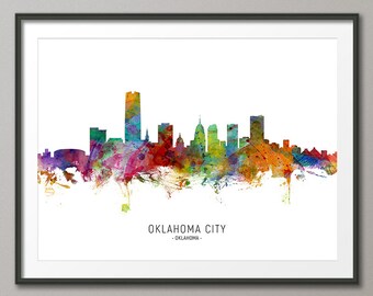 OKLAHOMA CITY Oklahoma Rolled Canvas City Map Poster Soft Vintage Colors Beige and Turquoise Large Panoramic Wall Art OKC art