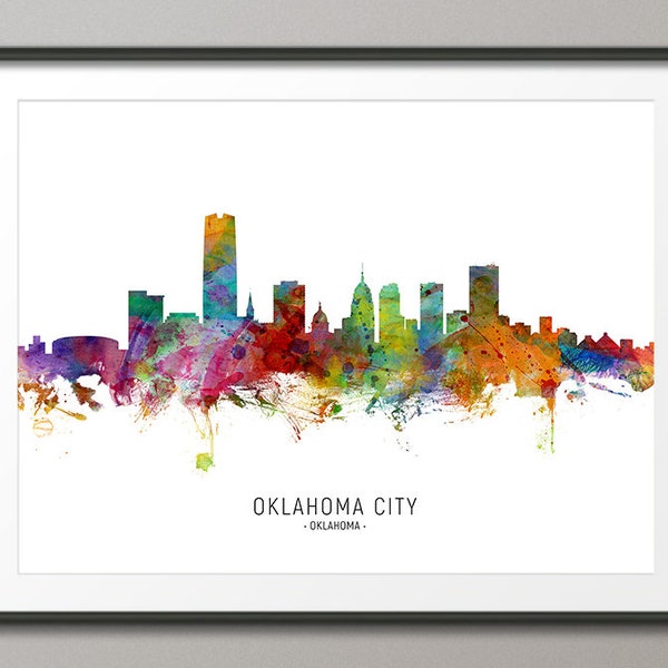 Oklahoma City Skyline Oklahoma, Cityscape Painting Art Print Poster CX (6672)