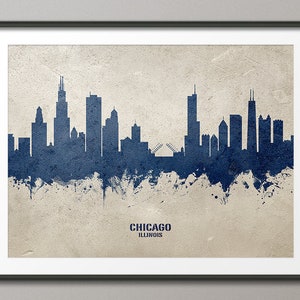 Chicago Skyline, Chicago Chicago Stadtbild Kunstdruck Poster (18388)