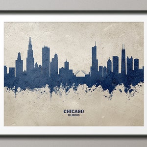 Chicago Skyline, Chicago Illinois Cityscape Art Print Poster 18388 image 1