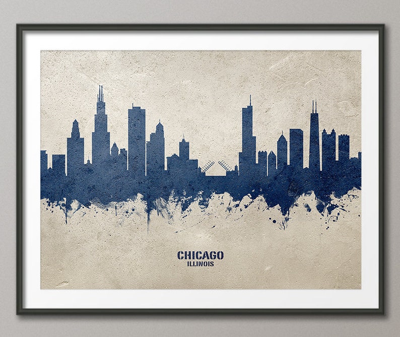 Chicago Skyline, Chicago Illinois Cityscape Art Print Poster 18388 image 1