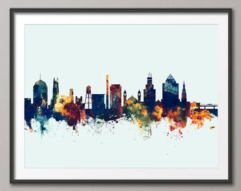 Durham Skyline, Durham North Carolina Cityscape Art Print (2783)