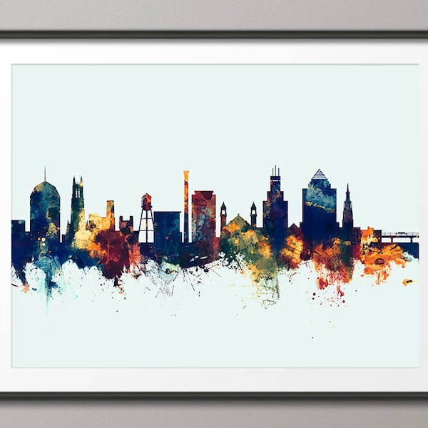 Durham Skyline, Durham North Carolina Cityscape Art Print (2783)