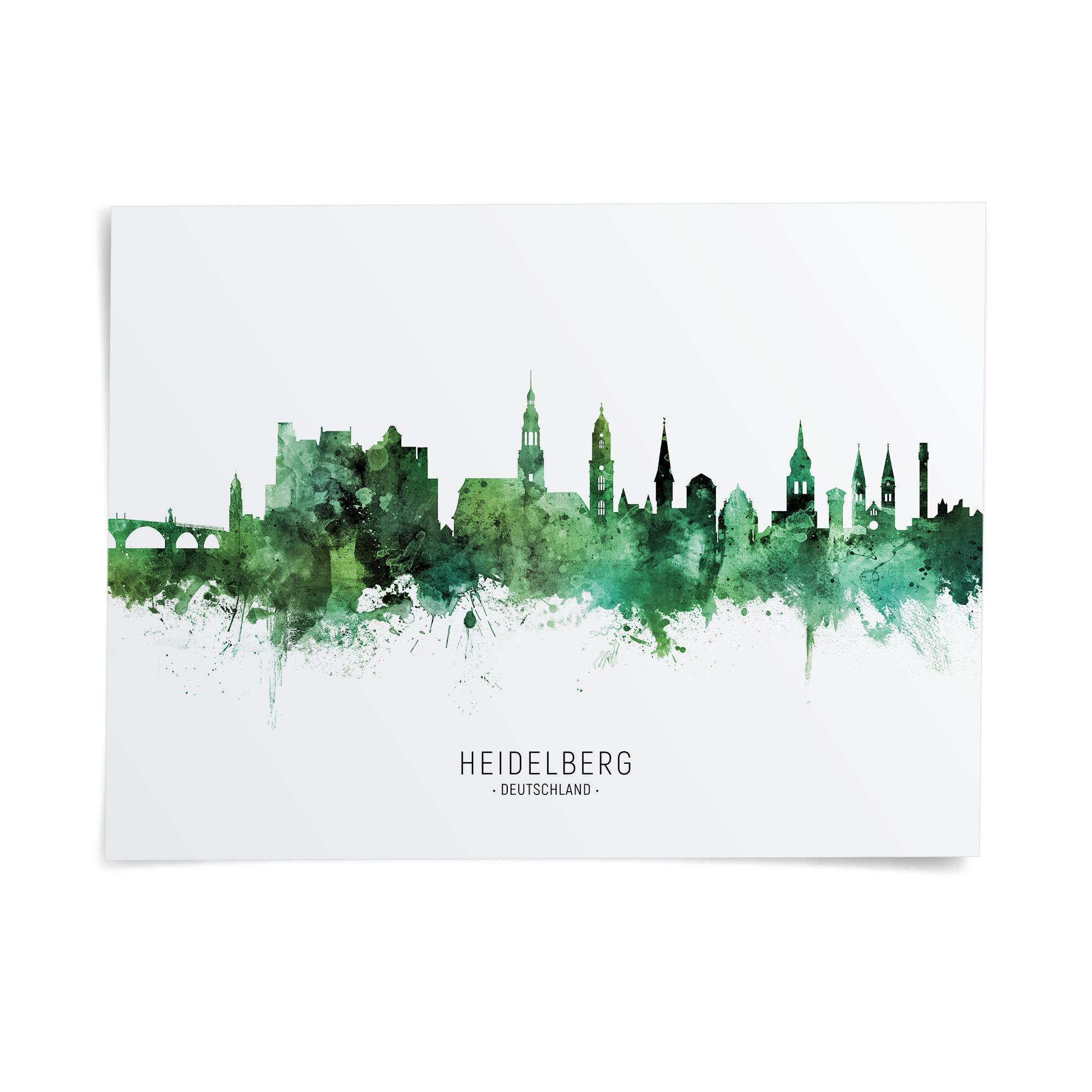 ペイント Heidelberg Skyline Deutschland, Poster Print Cityscape Art ZX