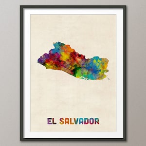 El Salvador Map Watercolor, Art Print (1766)