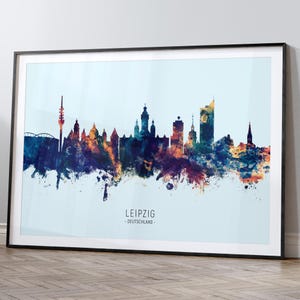 Leipzig Skyline Deutschland, Stadtansicht Gemälde Kunstdruck HX (12191)