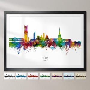 Turijn skyline Italië, stadsgezicht schilderij kunstafdruk poster CX (25703)
