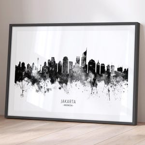 Jakarta Skyline Indonesia, Cityscape Painting Art Print Poster BX (11648)
