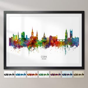 Cork Skyline Irlanda, Cityscape Painting Stampa artistica Poster CX (6676)