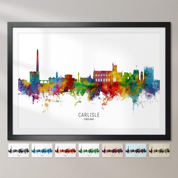 Carlisle skyline Engeland, stadsgezicht schilderij kunst print poster CX (6607)