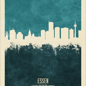 Essen Skyline, Essen Cityscape Germany, Watercolor Art Print Poster 4191 image 6