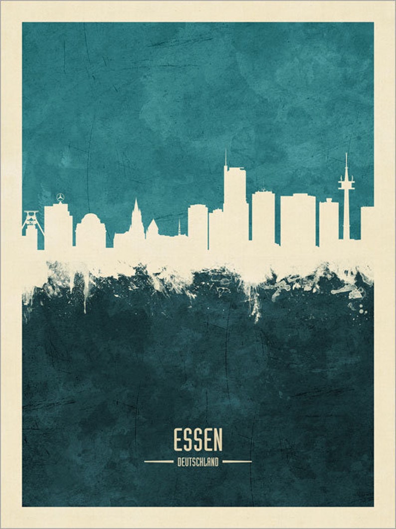 Essen Skyline, Essen Cityscape Germany, Watercolor Art Print Poster 4191 image 6