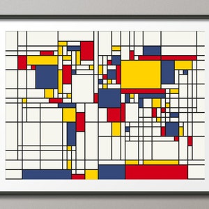 Map of the World Map in the style of Piet Mondrian, Art Print 202 image 1