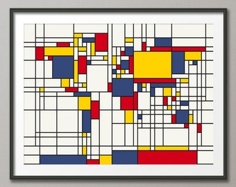 Map of the World Map in the style of Piet Mondrian, Art Print (202)