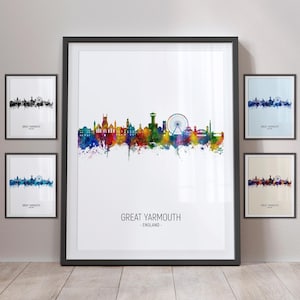 Ligne d'horizon de Great Yarmouth, Great Yarmouth, Angleterre paysage urbain impression d'art affiche Portrait PX (32125)