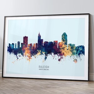 Raleigh Skyline North Carolina, Cityscape Painting Art Print Poster HX (12093)