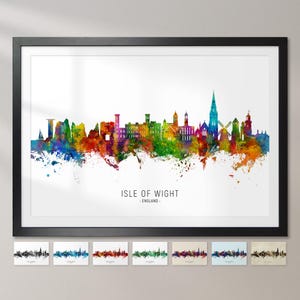 Isle of Wight skyline Engeland, stadsgezicht schilderij kunst print poster CX (25564)