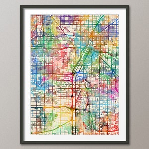 Carte de Las Vegas, plan des rues de Las Vegas, Nevada, impression d'art (2061)