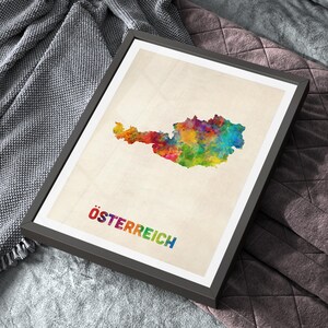 Austria Map, Österreich Map, Watercolour Art Print Poster, Country Travel Wall Decor - JM (1809) image 5