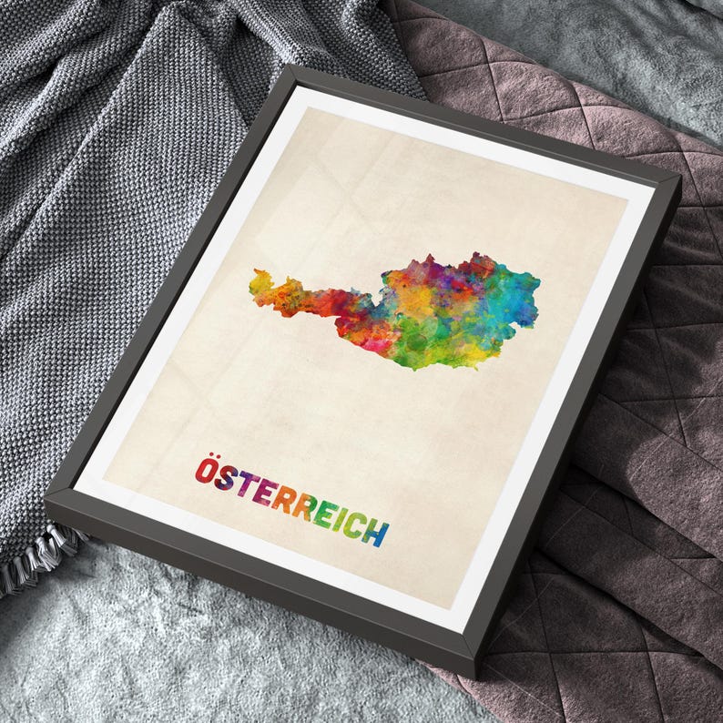 Austria Map, Österreich Map, Watercolour Art Print Poster, Country Travel Wall Decor - JM (1809) image 5