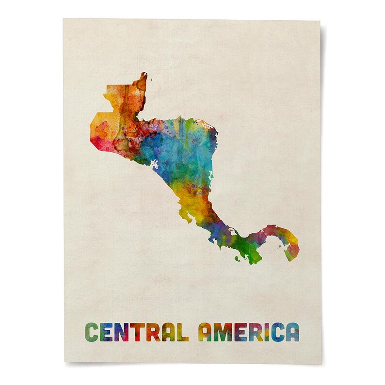 Central America Map, Watercolour Art Print Poster, Country Travel Wall ...