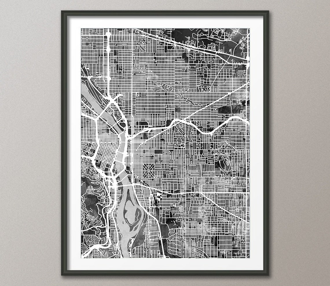 Portland Map Portland Oregon City Map Art Print 2739 | Etsy