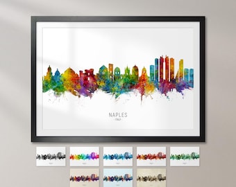 Naples Skyline Italy, Cityscape Art Print Poster KX (7368)