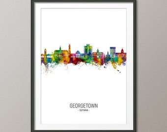 Georgetown Skyline, Georgetown Guyana Cityscape Art Print Poster Portrait (29715)
