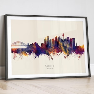 Sydney Skyline Australia, Cityscape Painting Art Print Poster LX (14990)
