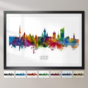 Leipzig Skyline Deutschland, Cityscape Painting Art Print Poster CX (6709)