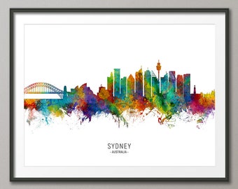 Sydney Skyline Australia, Cityscape Painting Art Print Poster CX (6524)