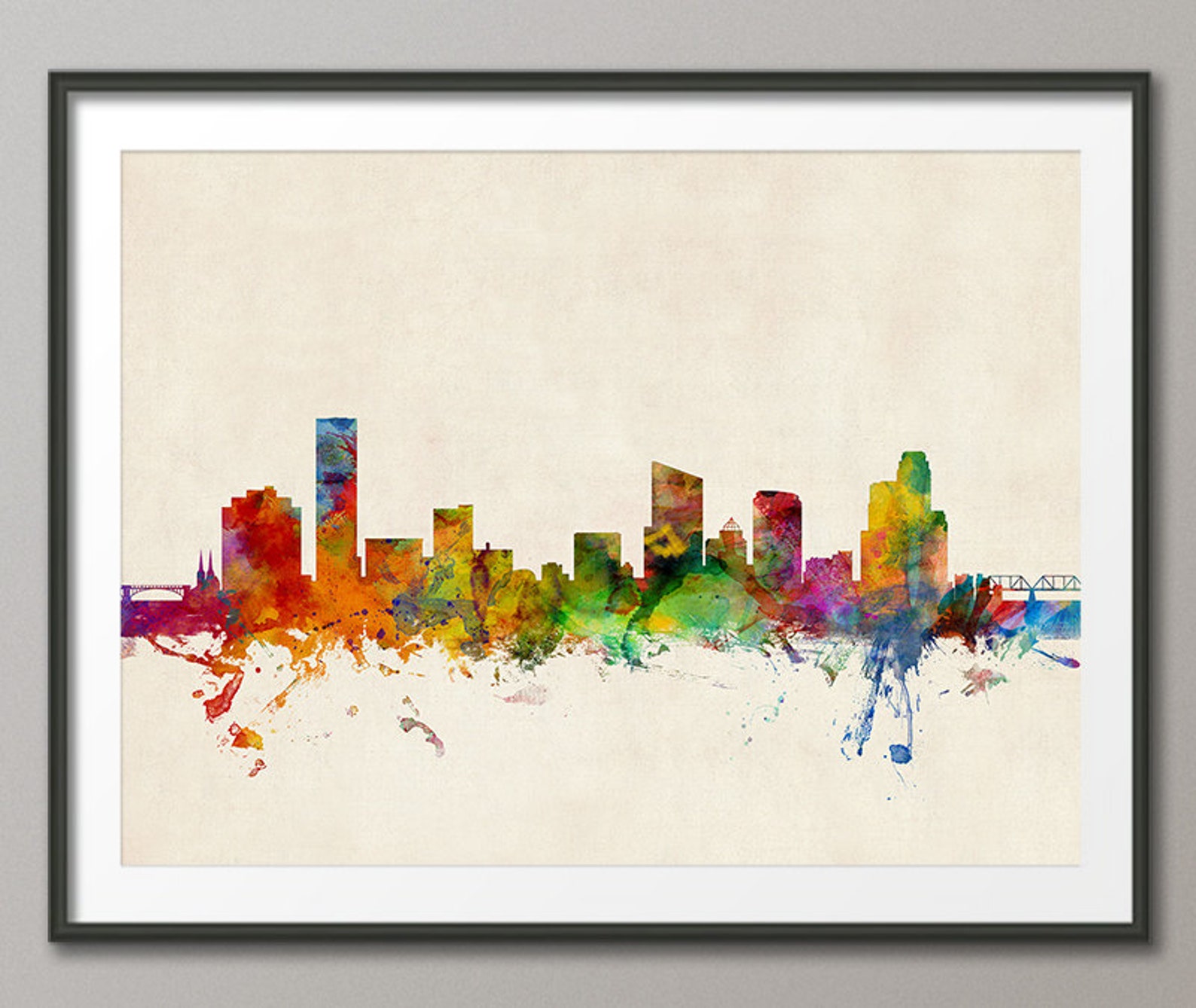 Grand Rapids Skyline Grand Rapids Michigan Cityscape Art Etsy