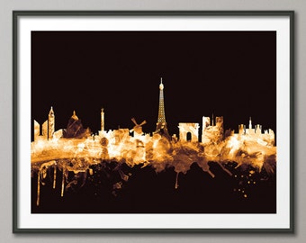 Paris Skyline, Paris France Cityscape Art Print (2476)