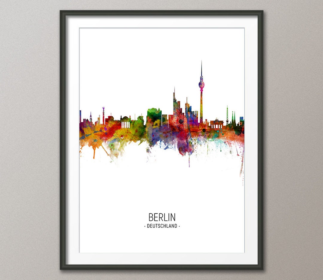 Berlin Skyline, Berlin Germany Cityscape Art Print Poster Portrait 4910 ...