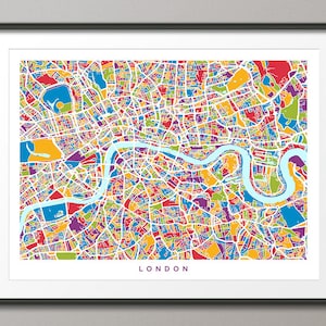 Kaart van Londen, stratenplan van Londen, Engeland, kunstafdruk (2967)