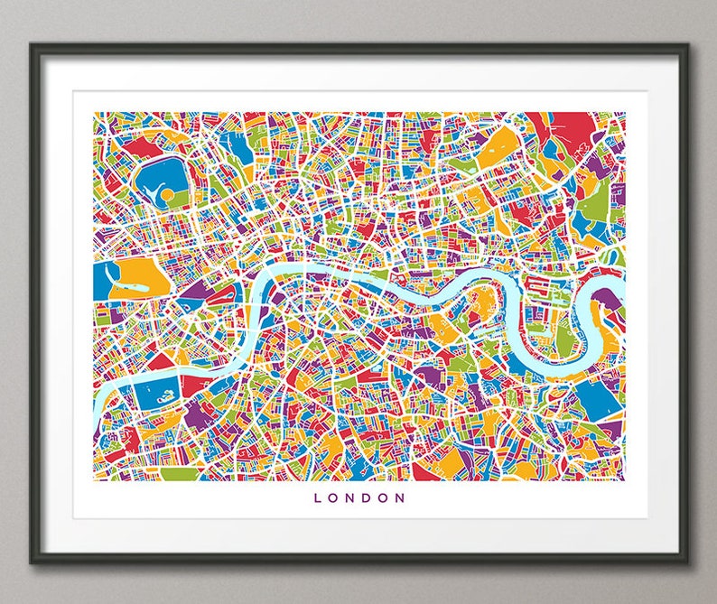 London Map, Street Map of London England, Art Print 2967 image 1