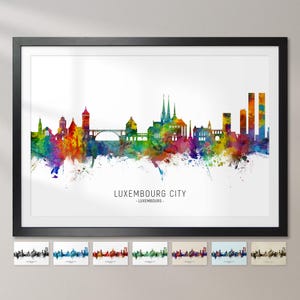 Horizonte da cidade de Luxemburgo Luxemburgo, paisagem urbana, pintura, arte, impressão, pôster CX (9850)