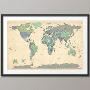 Political Map of the World Map, Art Print, 24x36 inch 479 image 1