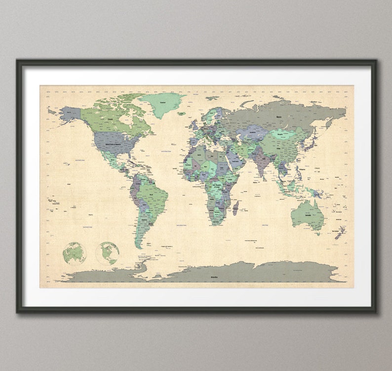 Political Map of the World Map, Art Print, 24x36 inch 479 image 1