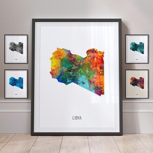 Libya Map, Watercolour Painting Art Print Poster MX (10873)